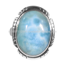 925 Sterling Silver & Natural Larimar Charming Gemstone Handmade Design Ring Jewelry